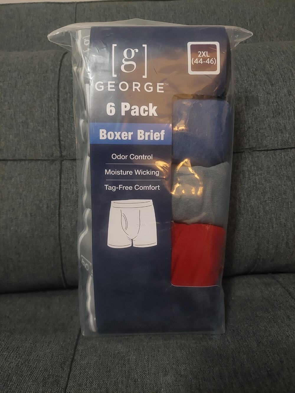 George Men's 6-Pack Boxer Briefs Size 2XL Multicolor Underwear NEW